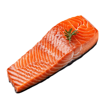 Juicy salmon steak with aromatic rosemary - perfect dish for gourmets. Top view png