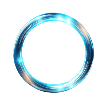 Glowing Blue Neon ring light magic effect isolated on transparent background png