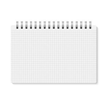 white realistic closed spiral bound notebook. vector