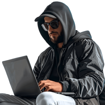 Hacker Working on Laptop on Transparent Background png