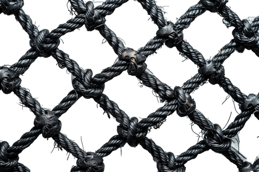 Black rope net isolated on transparent background , png