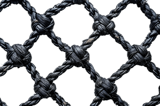 Black rope net isolated on transparent background , png