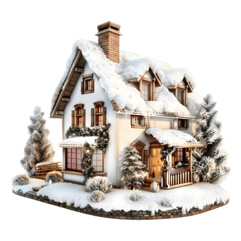 House Covered With Snow on Transparent Background png
