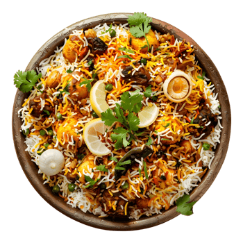 Indian Traditional Biryani Plate on Transparent Background png