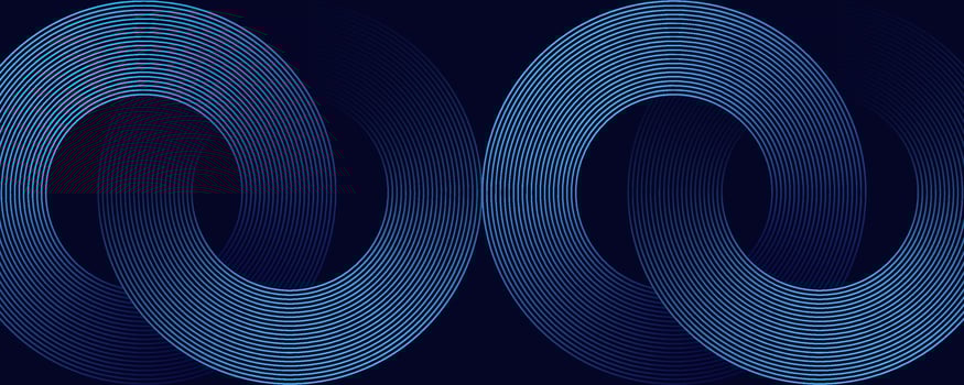 Abstract blue glowing geometric lines on dark blue background. Futuristic technology concept. Modern shiny blue circle lines pattern. Suitable for cover, poster, banner, brochure, header, website vector