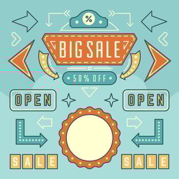 Retro American 1950s Sign Design Elements Set. vector