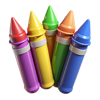 Messy Crayons 3d Render png