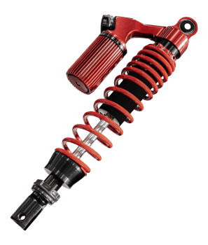 Red rear motorcycle shock absorber spring png