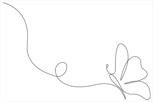Continuous one line art drawing of butterfly design minimalism outline art illustration vector