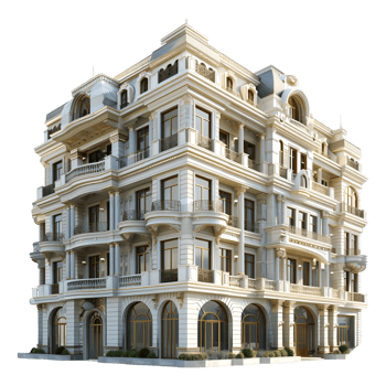 Luxury Residential Building on Transparent Background png