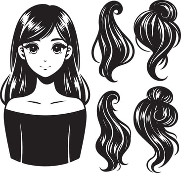 girl hairstyle bundle vector
