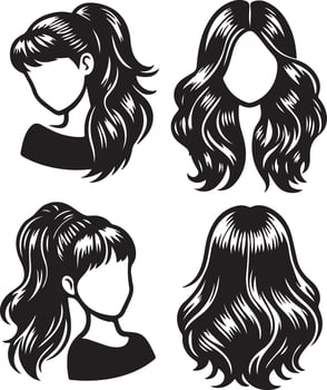 girl hairstyle bundle vector