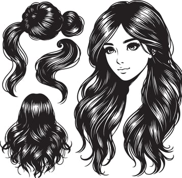 girl hairstyle bundle vector
