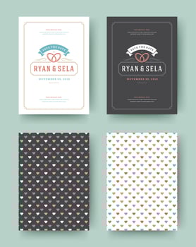 Wedding save the date invitation cards vintage typographic. vector