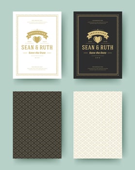 Wedding save the date invitation cards vintage typographic. vector