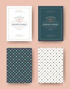 Wedding invitation save the date cards vintage typographic template design. vector