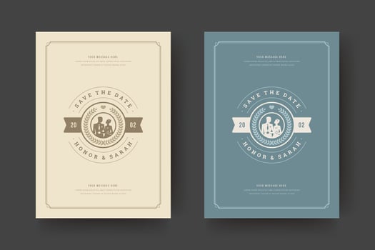 Wedding invitations save the date cards design illustration. vector
