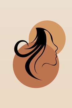 Abstract girl hair boho art background vector