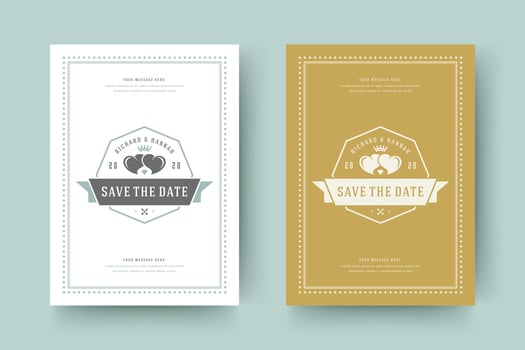 Wedding save the date invitation card illustration. vector