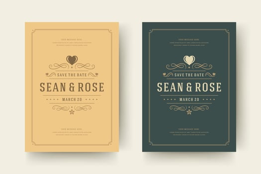 Wedding save the date invitation card illustration. vector