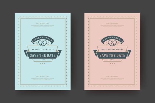 Wedding save the date invitation card illustration. vector