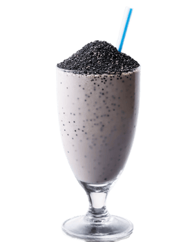 Black sesame milkshake dark gray glass black sesame paste sesame seeds png