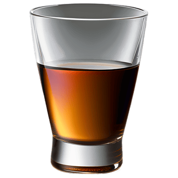 Whiskey in glass - close-up view on transparent background. png