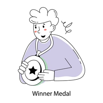 Trendy Winner Medal vector