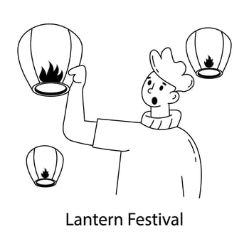 Trendy Lantern Festival vector