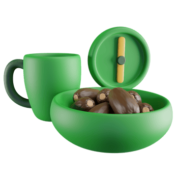 3D Illustration of Green Iftar Time png