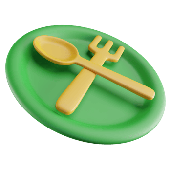 3D Illustration of Green Plates and Spoon png