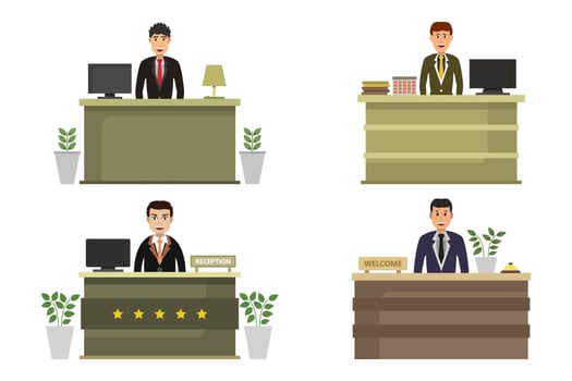 Hotel reception desk on white background vector