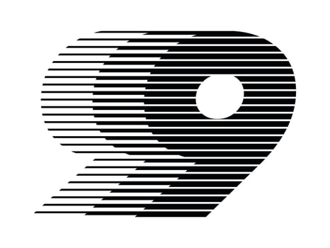 9 Number Speed Line Abstract Optical Illusion Stripe Halftone Symbol Icon Illustration vector