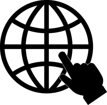 click icon, illustration, for backgrounds and designers with internet globe vector
