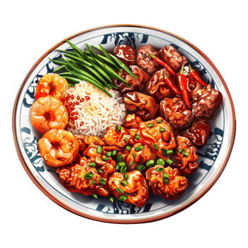 Tasty plate of sichuan isolated on transparent background png