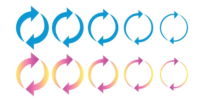 Arrow circular direction pointer. Color full circulation arrow style. Isolated object. vector