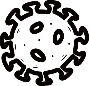 Doodle style virus molecule. Contoured hand drawn image. vector