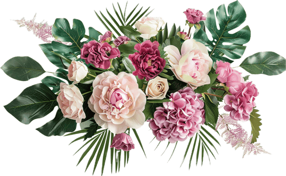 Elegant Bouquet of Pink Roses and Hydrangeas. png