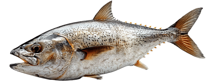 side view of fresh tuna fish isolated on transparent background , png