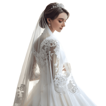 Bridal in White Dress on Transparent Background png