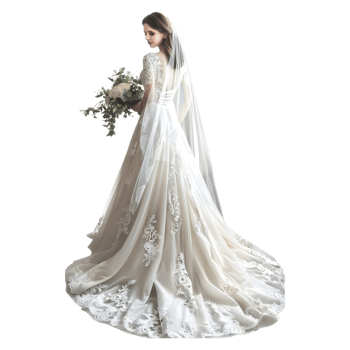 Bridal in White Dress on Transparent Background png
