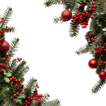 Christmas Tree Border with Bells on Transparent Background png