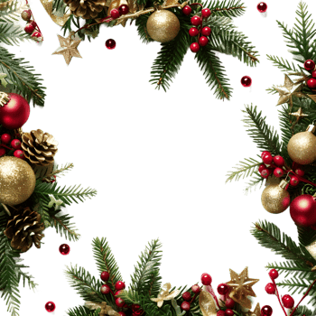 Christmas Tree Border with Bells on Transparent Background png