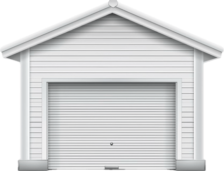 Modern White Garage Door with Lights. png