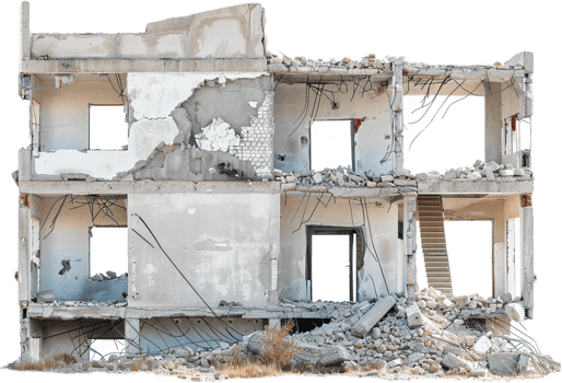 Abandoned Crumbling Building Exterior. png