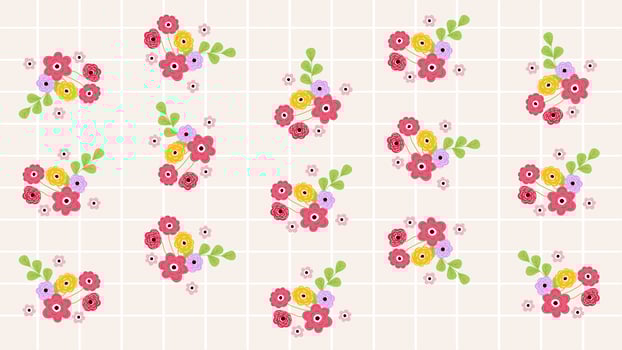 Colorful small flowers pattern background on peach color for textile, fabric, wallpaper vector