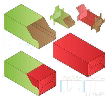 Box packaging die cut template design. 3d mock-up vector