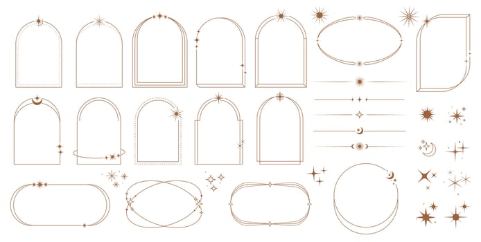 Celestial frame, arch and border, y2k arcs vector