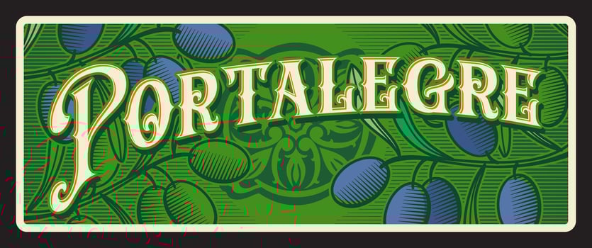 Portalegre Portuguese region, retro tin sign vector