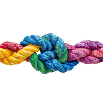 colorful rope with knots partnership isolated on transparent background png